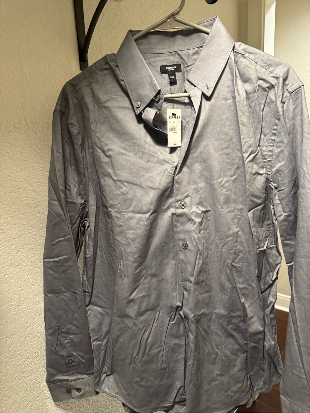 Express Men’s Light Gray Dress Shirt - Spread Collar